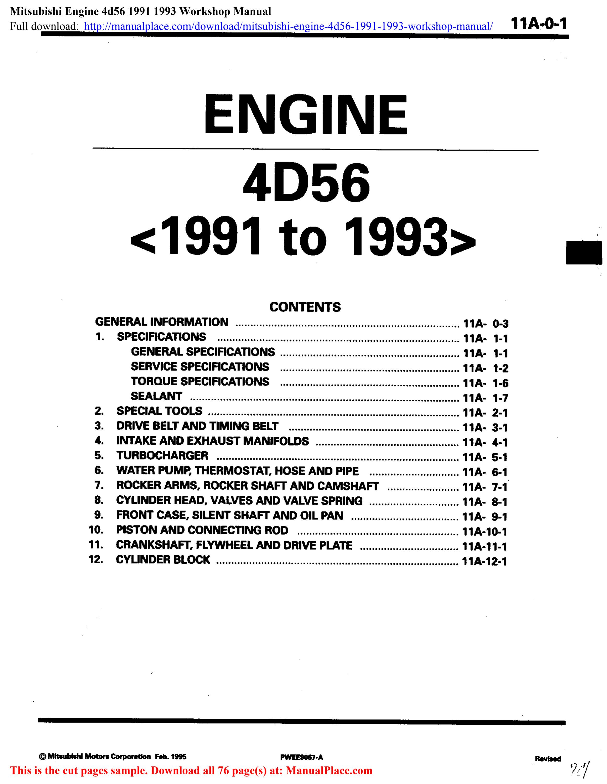 download Mitsubishi 4D56 engine workshop manual