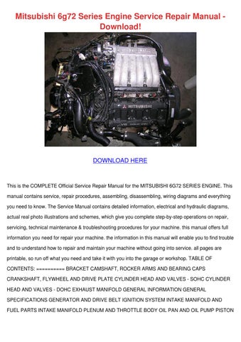 download Mitsubishi 6G72 engine workshop manual